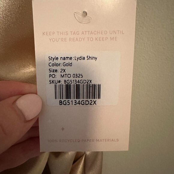 Birdy Grey Lydia Maxi Dress Shiny Gold Cowl Neck Mermaid Skirt Gown - NWT - 2X - Picture 7 of 9